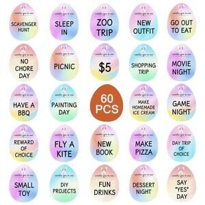 60 Pack Easter Egg Tokens Easter Basket Stuffers